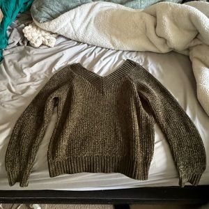 Dark green V-neck sweater